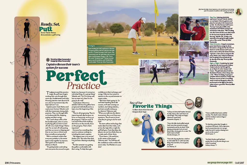 A spread I designed, took photos for, and wrote copy for the high school's golf team