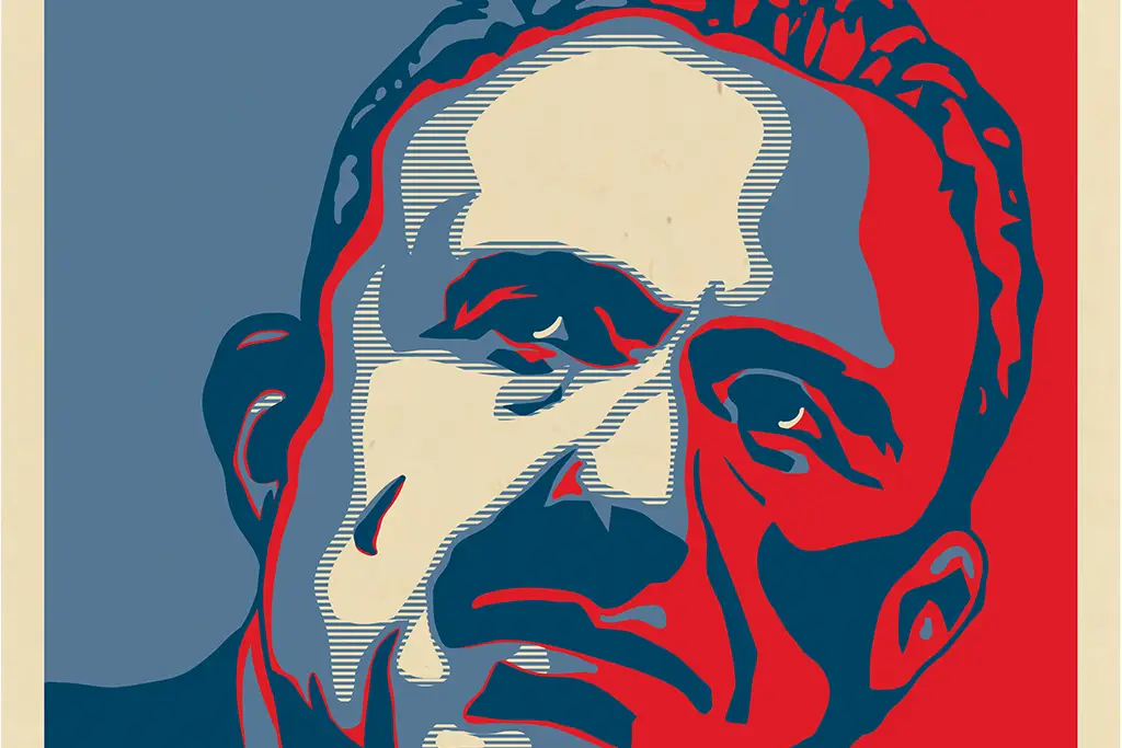 A sneak peak at one of the three posters, designed in the style of the Obama Hope poster by Shepard Fairey, this one shows part of Robert F. Kennedy Jr.'s face 