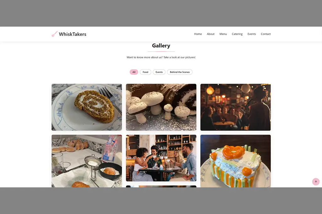 A gallery section on the Home page of the WhiskTakers